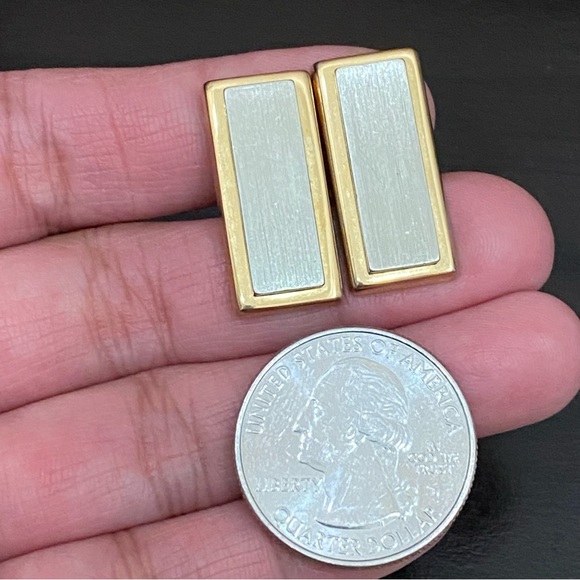 Vintage Unsigned 2-tone Silver/Gold Rectangular Cufflinks - Picture 7 of 9